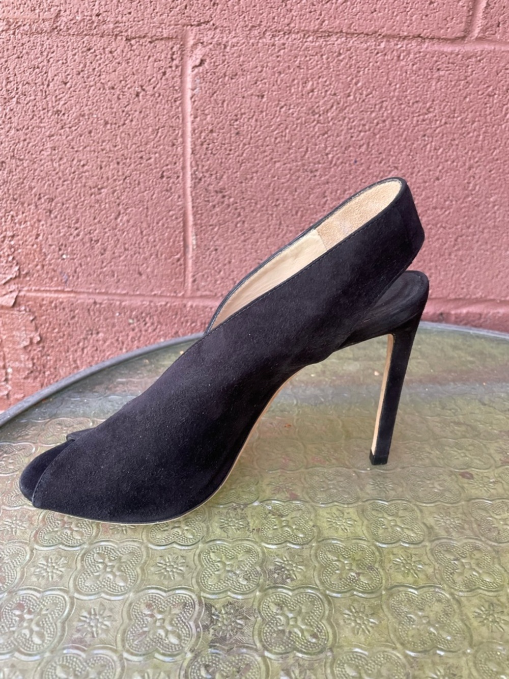 JIMMY CHOO Shar Black Suede Slingback Sandals Heels Size 36.5 - Picture 5 of 14